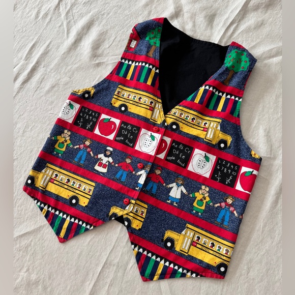 Vintage School Print Sleeveless vest top small - Picture 7 of 12